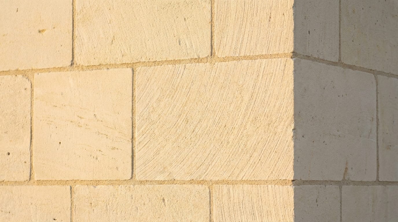 Détail d'un appareillage de pierre de taille en tuffeau